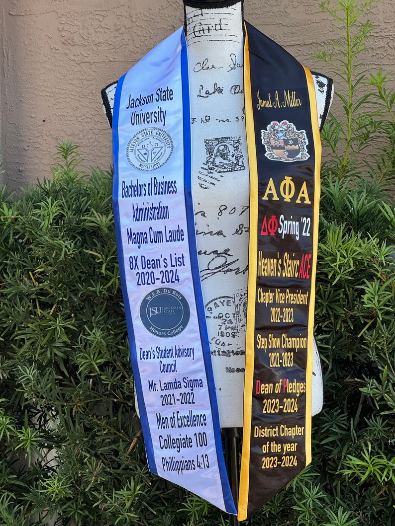 Angled Bottom- Dual Colored Panel Custom Graduation Stole (HBCU Style ...