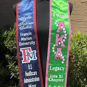 Angled  Bottom- Dual Colored Panel Custom Graduation Stole (HBCU Style)