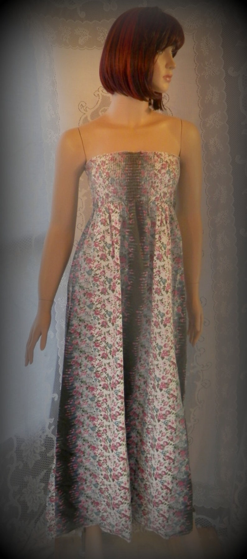 Long dress Strapless dress Hippie dress Sun dress Floral Dress Womens Dress Boho dress Summer dress