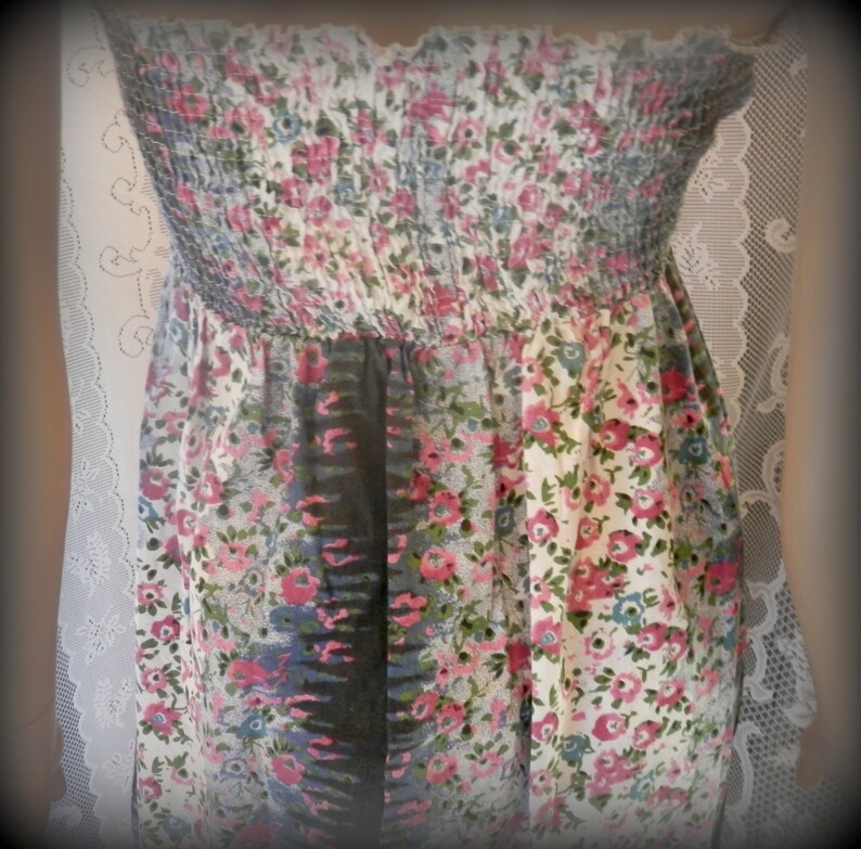 Long dress Strapless dress Hippie dress Sun dress Floral Dress Womens Dress Boho dress Summer dress