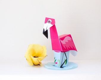 Flamingo Papercraft / Flamingo Paper / Digital Flamingo / Flamingo Pattern / Printable Flamingo / Flamingo PDF /  Flamingo Low Poly / DIY