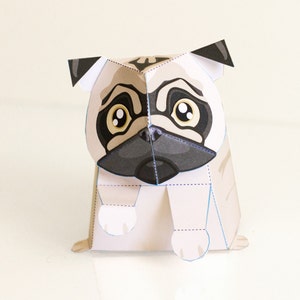 Pug / Valentine's Day card / Pug toy / Printable / DIY Paper craft Kit / 3D Pug / INSTANT Download by Kooee Papercraft image 2