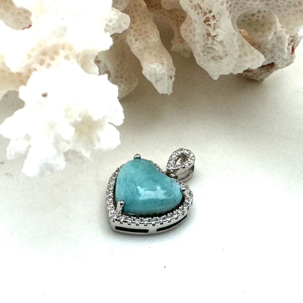 Larimar Heart Pendant // Silver Larimar Heart Pendant // 925 Sterling Silver // Larimar Heart 15mm // Love and Friendship