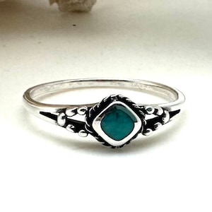 Natürlicher Türkis Südwestern Ring 4-10 // 925 Sterling Silber // Türkis Perlenring