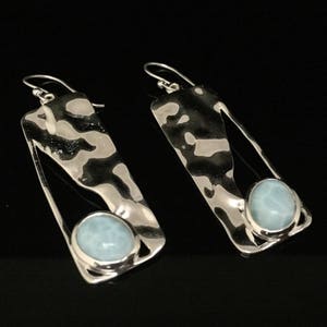 Larimar Earrings // Abstract Rectangular Setting // Larimar Earrings // 925 Sterling Silver