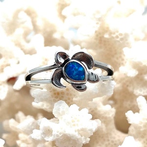 Blue Opal Turtle Ring / Blue Opal Silver Turtle Ring / Blue Opal Turtle / Tiny Turtle Ring / Opal Turtle Ring Size 5, 6, 7, 8 / 925 Sterling