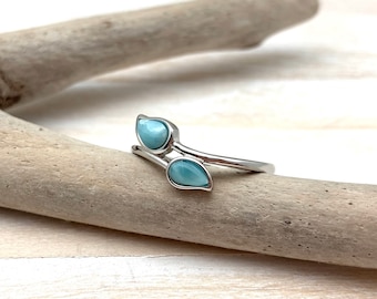 手作りラリマーブランチリング：925スターリングシルバー、サイズ8