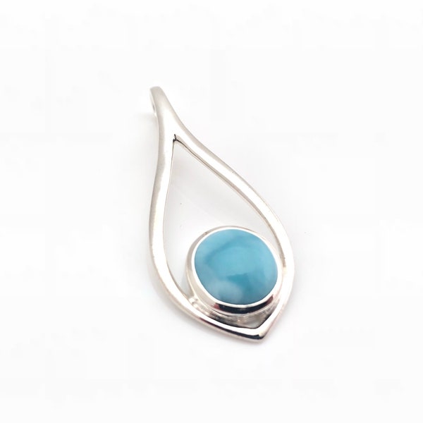 Sky Blue Larimar Pendant // 925 Sterling Silver Setting // Teardrop Shape // Larimar Pendant // Larimar Jewelry