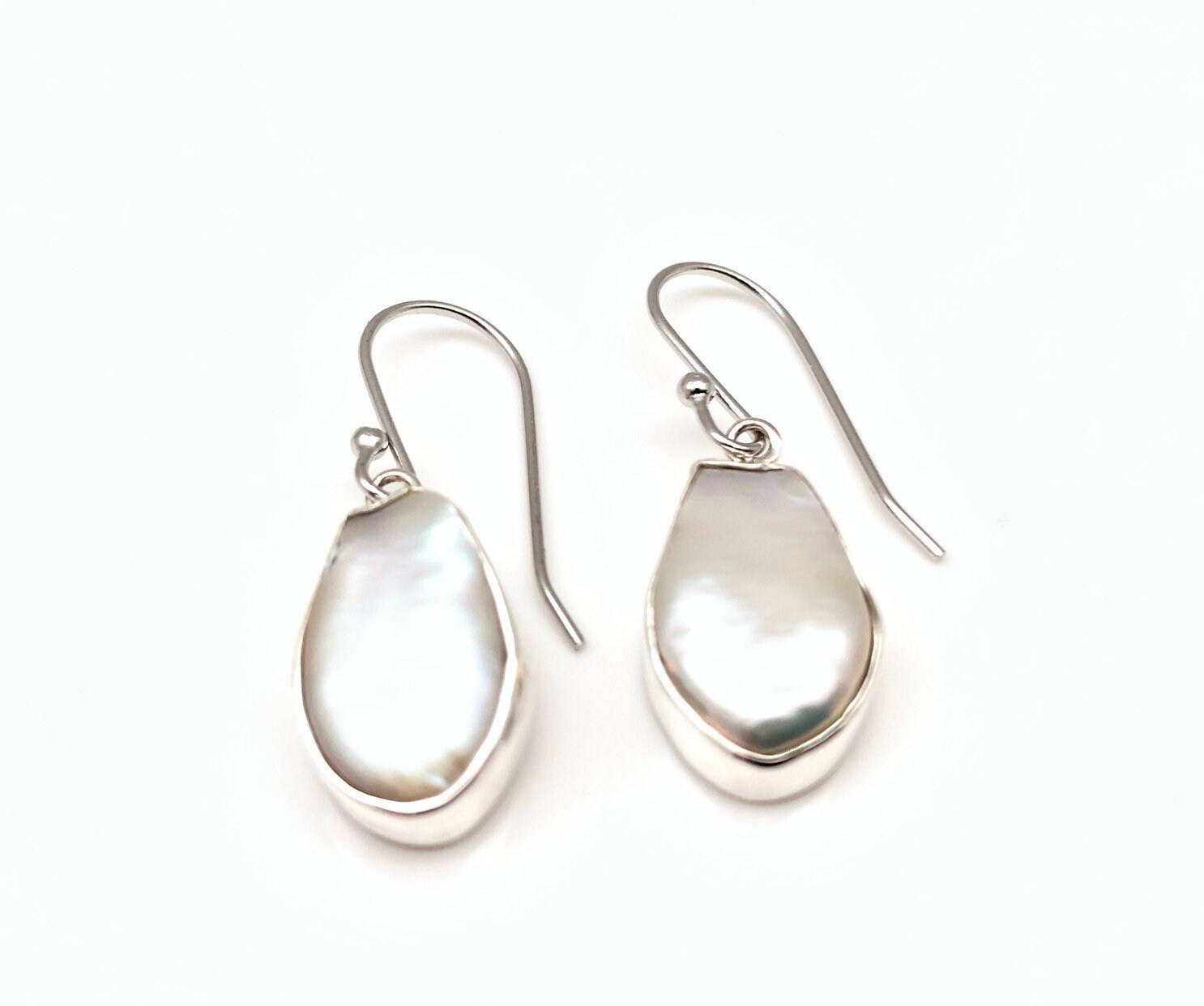 Pearl Earrings in Sterling Silver // Natural Shape Pearl