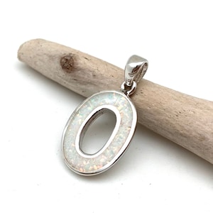 White Opal Silver Pendant 20mm // White Opal Everyday Pendant // Modern Opal Pendant // Sterling Silver // October Birthstone