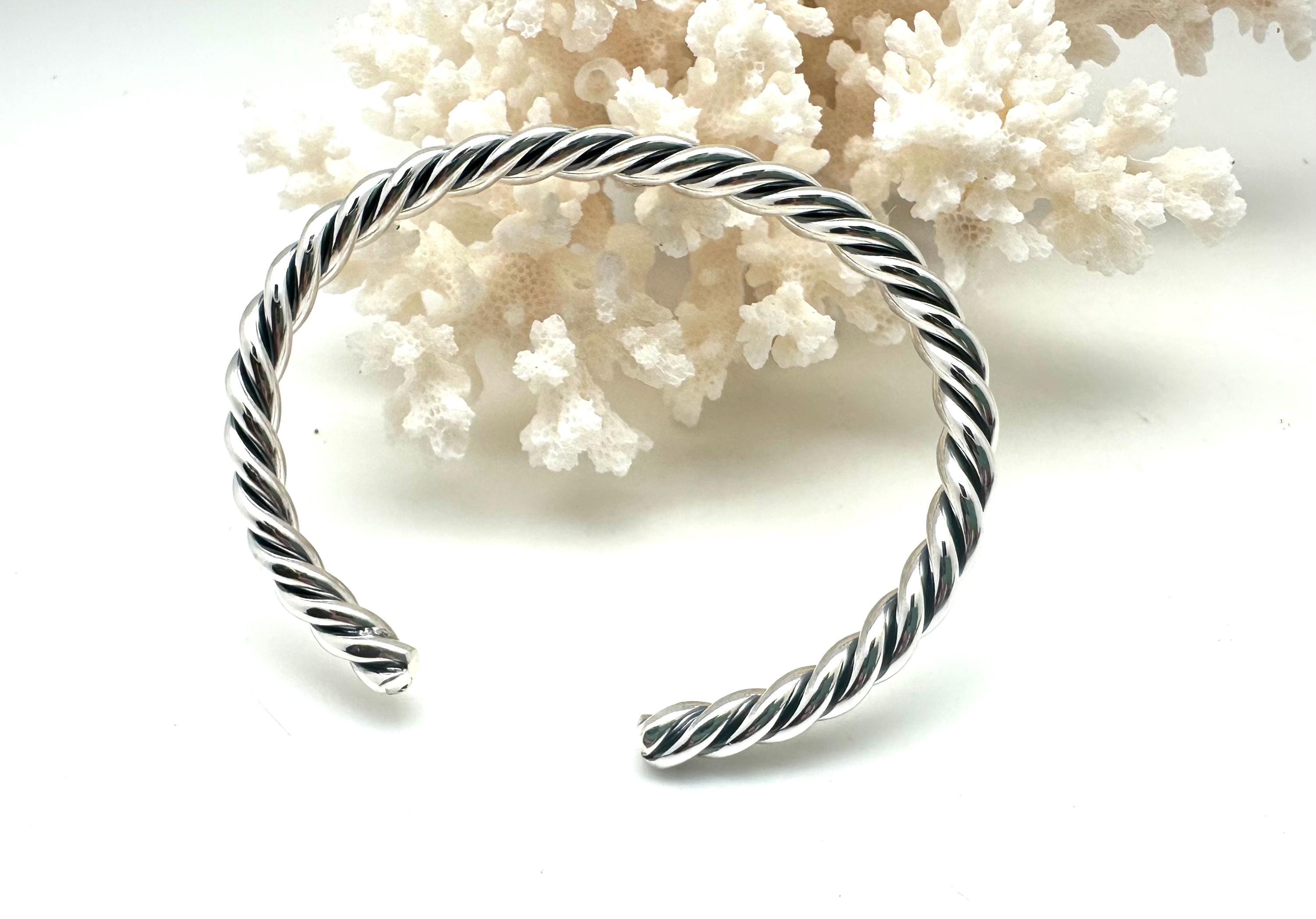 Silver Twisted Rope Cuff 7” / Silver Simple Cuff / Solid Heavy