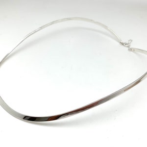 Flat 4mm Silver Choker 18 inch / 4mm Silver Oval Choker with Clasp / Contoured Choker /  Flat 18 inch Choker with Hook / 925 Sterling