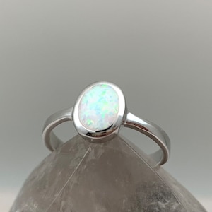 White Opal Silver Ring 5, 6, 7, 8, 9, 10 // Oval White Opal Ring // Minimalist Simple Oval Opal Ring // Best Selling // 925 Sterling Silver