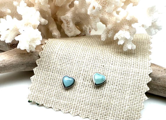 ハートラリマーピアス ラリマー リトルハート イヤリング 8mm / ラリマー パフィーハート