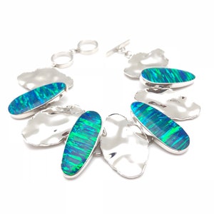 Opal Bracelet // Silver Opal Bracelet // Sterling Opal Bracelet // Blue Fire Opal Bracelet // 925 Sterling Silver