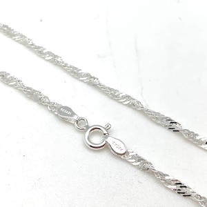 Cadena de plata de Singapur - Cadena colgante de plata de Singapur 040 1,8 mm -Cadena estilo Singapur de 16&quot; y 18&quot; - Cadena de plata fina