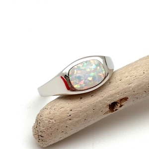 White Opal zegelzilveren ring 5, 6, 7, 8, 9, 10 // White Opal minimalistische ring // Opal Modern Boho Best verkochte // 925 sterlingzilver