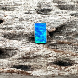 Opal Pendant // Aqua Blue Opal Pendant // Blue Opal Pendant // 925 Sterling Silver // Rectangle Shape // Small Size