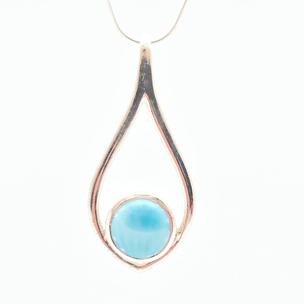 Larimar Pendant // 925 Sterling Silver Setting // Teardrop Shape // Larimar Pendant // Larimar Jewelry