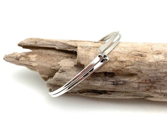 925 Sterling Silver Wave Cuff Bracelet | Minimalist Silver Bangle