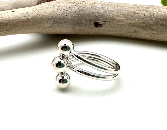 Silver Ball Ring / Ball Silver Ring / Cage Ring Size 6, 7, 8, 9