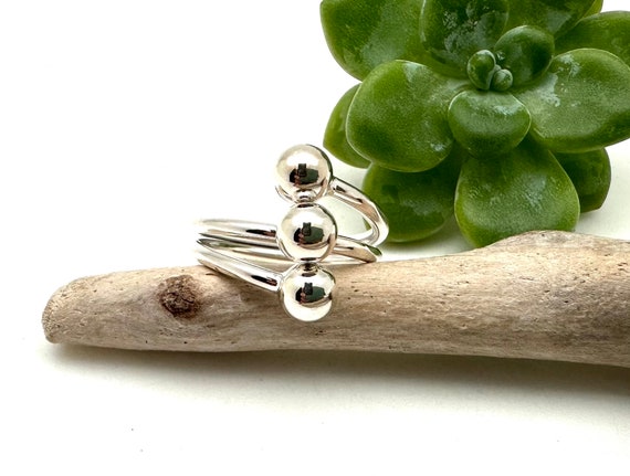 Silver Ball Ring / Ball Silver Ring / Cage Ring Size 6, 7, 8, 9