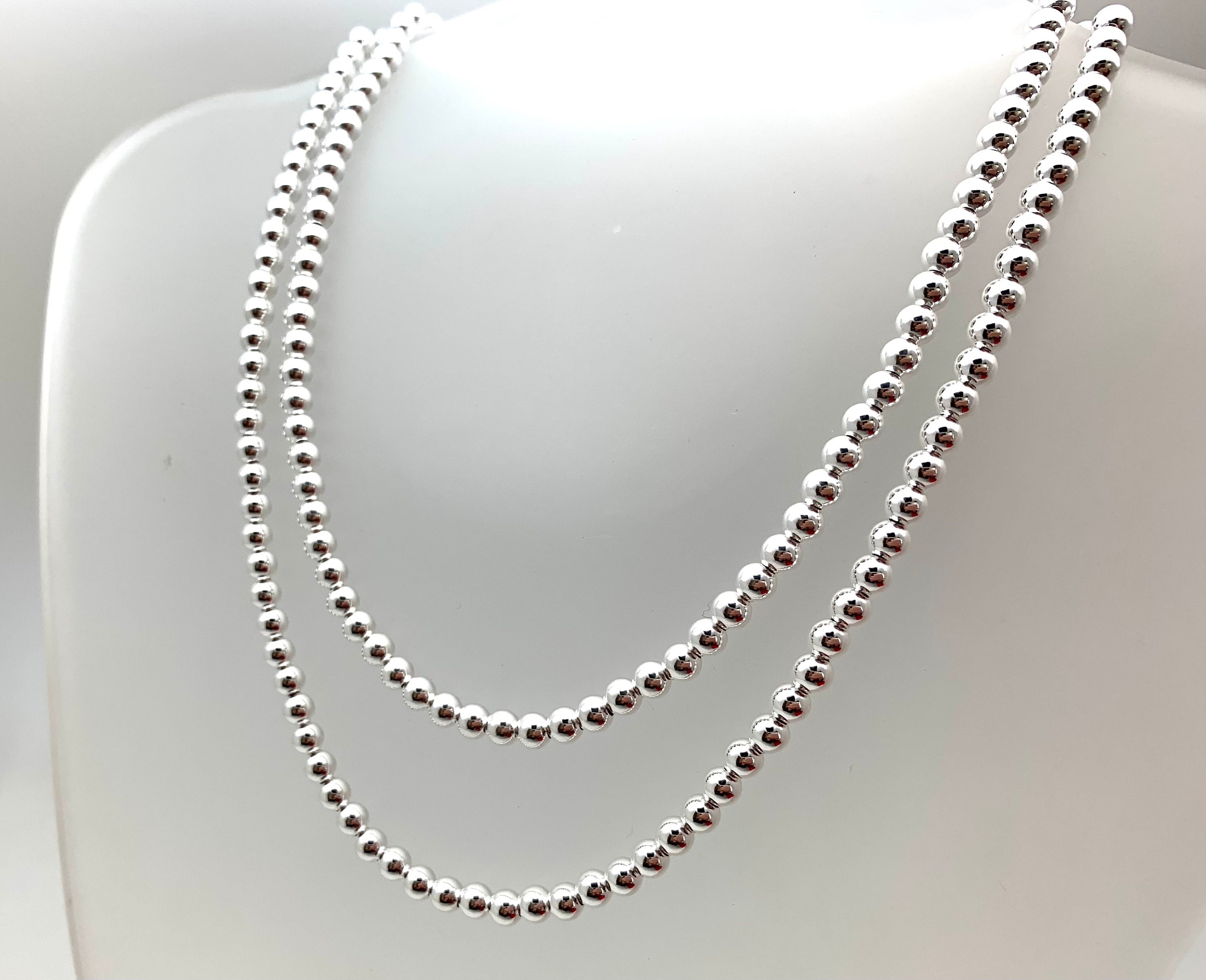 5mm Italian Silver Ball Necklace // 925 Sterling Silver // Etsy UK
