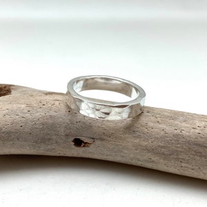 Hammered Silver 3mm Band / Organic Textured Silver Ring / Rustic Band / Hammered  Flat Band / Size 5, 6, 7, 8, 9, 10 / 925 Sterling