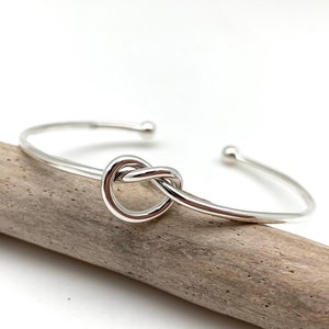 Silver Knot Cuff / Silver Knot Cuff / Minimalist Modern Knot / Sterling Wave  Bangle / 6.5 to 8 inch / 925 Silver