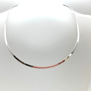 Flat 4mm Silver Choker 18 inch / 4mm Silver Oval Choker / Silver Contoured Choker /  Flat 18inch Choker / Minimalist / 925 Sterling Silver