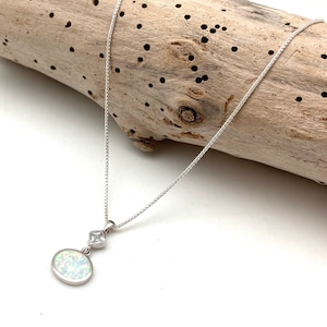 Opal Pendant // White Opal Pendant // Oval Opal Pendant // Sterling Silver // Opal Jewelry // October Birthstone