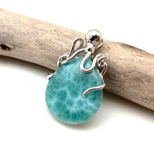 Larimar Octopus Silvet Pendant / Octopus Silver Pendant / Larimar Octopus / Small Octopus Pendant / 925 Sterling Silver