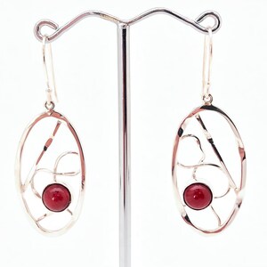 Red Coral Earrings// Natural Bamboo Coral Earrings // 925 Sterling // Coral Jewelry