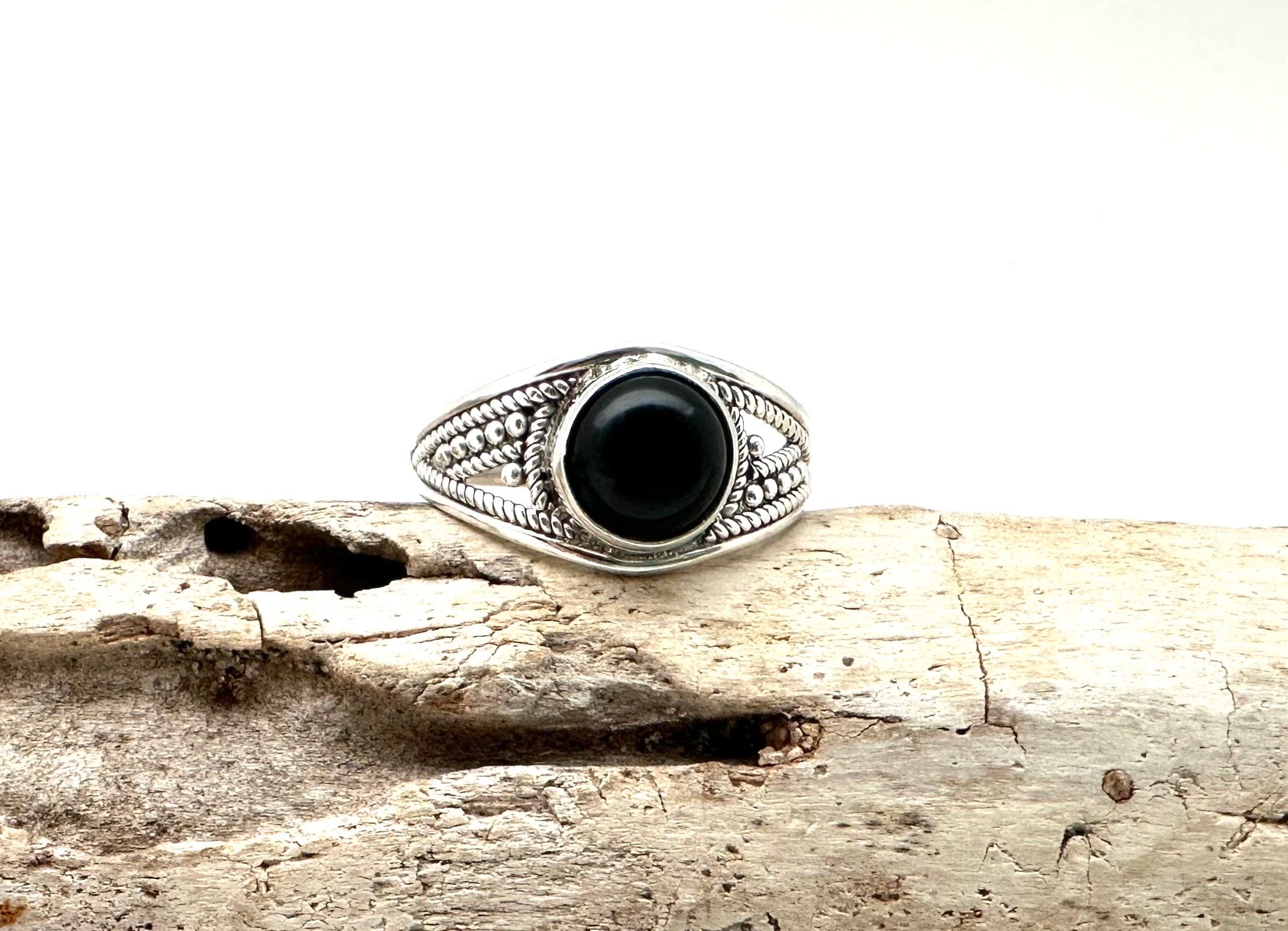 Black Onyx Bali Ring 6-10 - 925 Sterling Silver - Bali Onyx Ring - Etsy