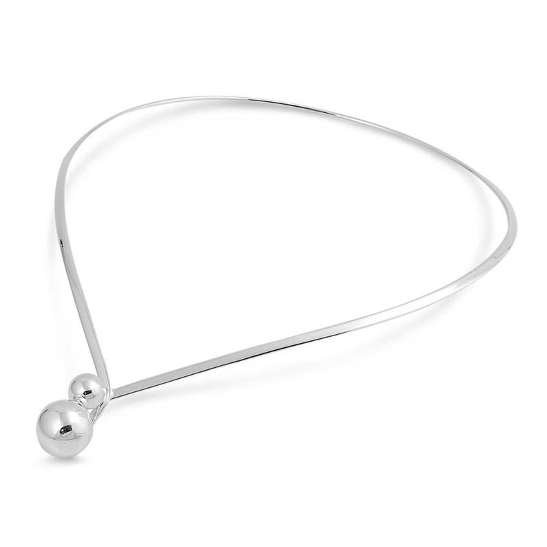 Silver Ball Choker // 925 Sterling Silver // 16 Inch V Neck Etsy
