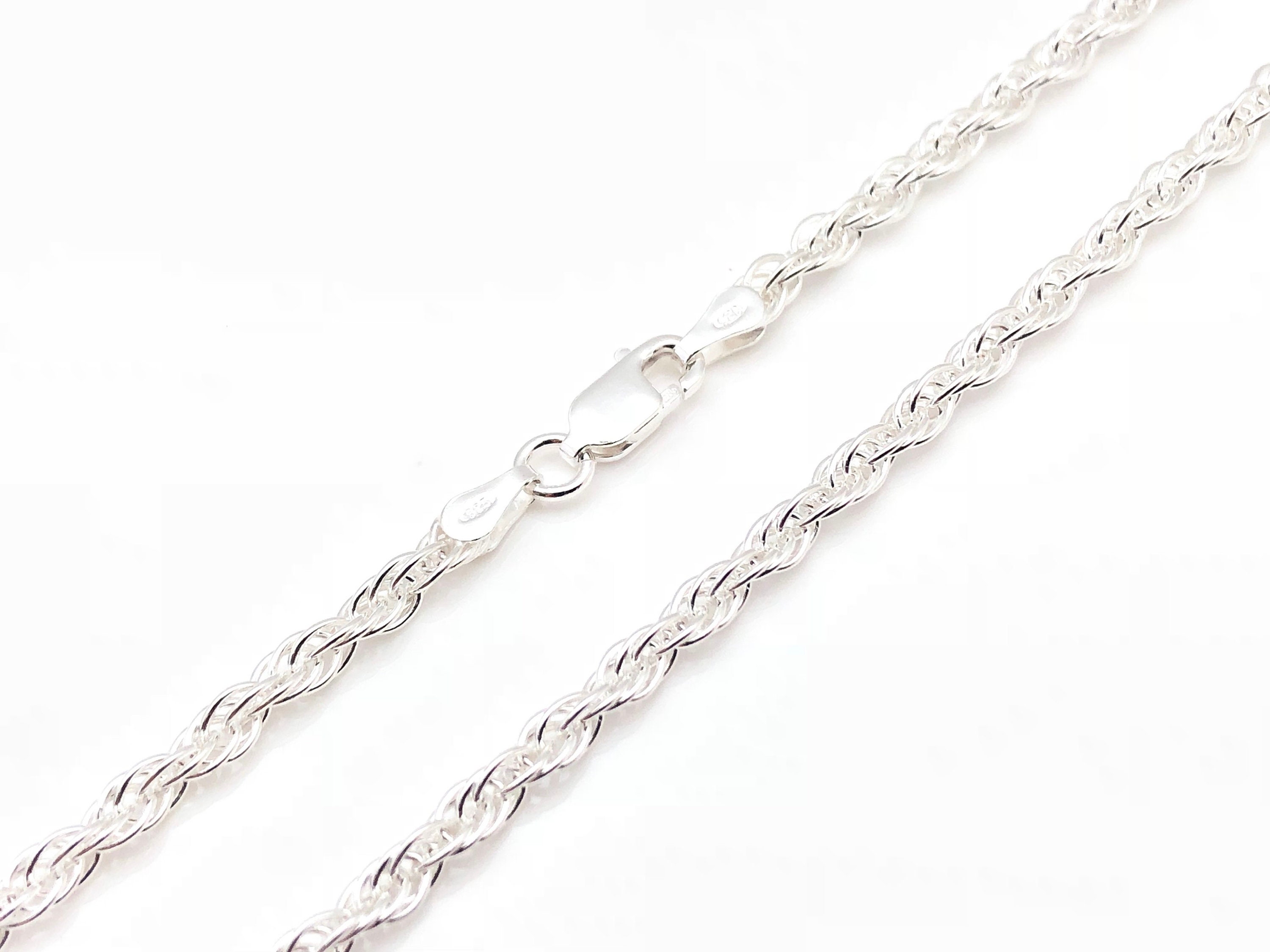 2.2MM or 3.1MM Solid 925 Sterling Silver Loose Rope Chain Necklace Italy Made 2.2MM or 3.1MM Solid 925 Sterling Silver Loose Rope Chain Necklace Italy Made