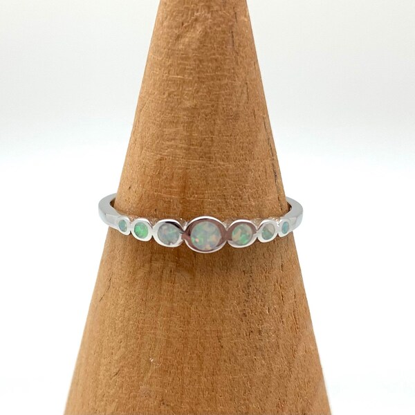 White Opal Dots Silver Ring // White Opal Ring 4-12 // Little Opal Circles Ring // Opal Boho Best Selling // 925 Sterling Silver