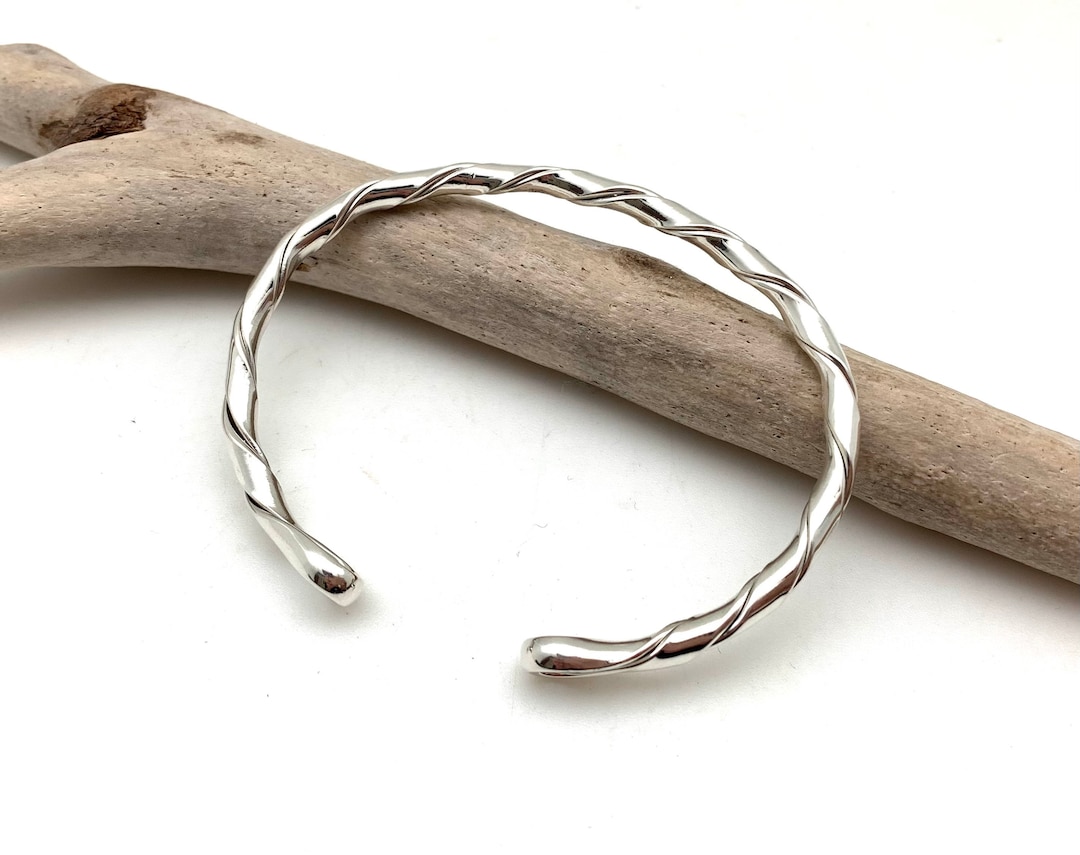 Simple Cuff Silver Twisted Braid Cuff 7” / Silver Simple Cuff / Minimalist Modern ...