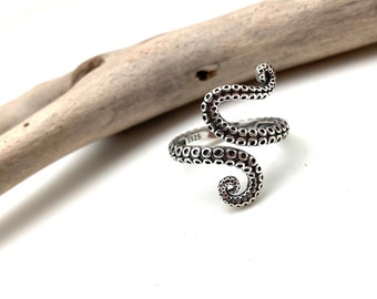 Octopus Silver Ring / Silver Octopus Ocean Ring / Octopus Wrap Kraken Ring / Octopus Ring 5, 6, 7, 8, 9, 10, 11, 12 / Sterling Silver