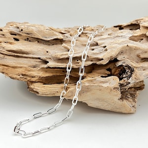 Silver Paper Clip Necklace // 925 Sterling Silver // 18 to 24 Inches