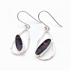 Purple Fire Opal Teardrop Earrings // 925 Sterling Silver // Fire Opal Earrings