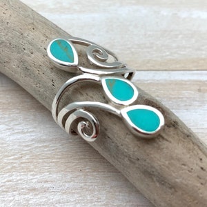 Turquoise Silver Ring // Wrap Around Turquoise Ring // Multi-stone Turquoise Ring // Blue Green // 925 Sterling // Size 5, 6, 7, 8, 9, 10