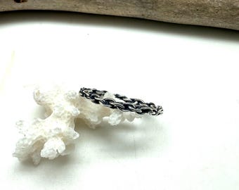 Anillo trenzado de plata / Cuerda / Diseño exclusivo de Arpund / Apilable para hombre y mujer / Plata de ley 925