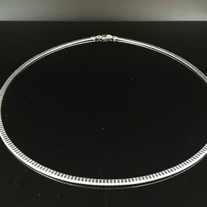 4mm 18inch Omega Choker Necklace // 925 Sterling Silver // 18&quot; Inches // Lobster Clasp // Made In Italy