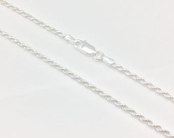 Silver Rope Chain // Silver Rope Chain Medium 040 // 925 Sterling Silver // Silver Rope // Pendant Chain // 2mm Rope Chain // All Sizes