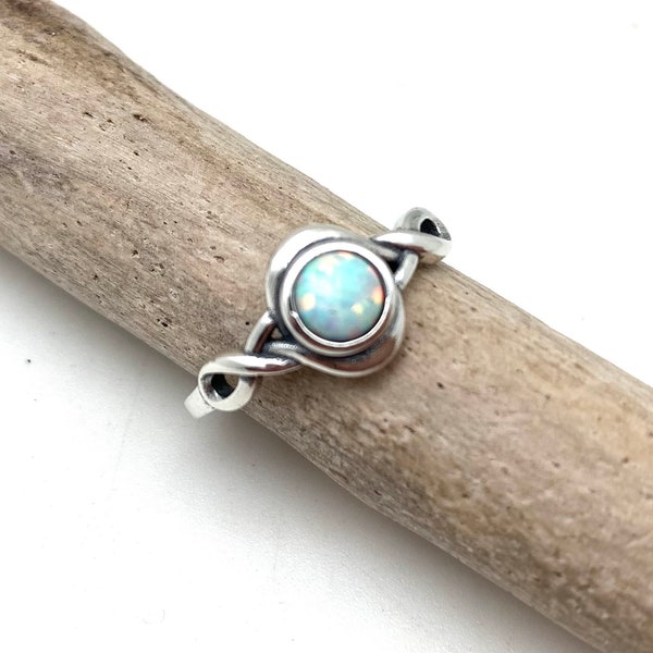 White Opal infinity Silver Ring 4, 5, 6, 7, 8, 9, 10 // Opal Infinity Ring // Minimalist// Opal Boho Best Selling // 925 Sterling Silver