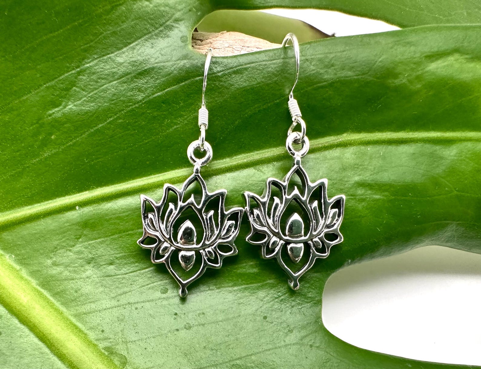 Lotus Flower Earrings 20mm // Zen Cut Out Earrings // Buddha // Mandala Serenity // 925 Sterling Silver