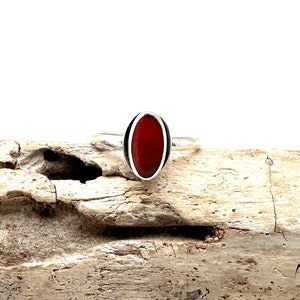 Silver Coral Ring 4-10 // Red Coral Mod Ring 10mm // Red Coral Bali // 925 Sterling Silver