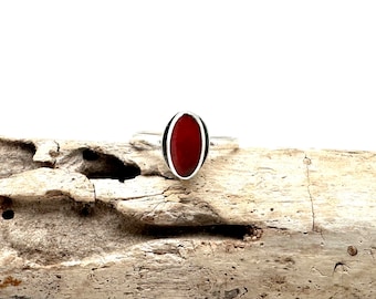 Silver Coral Ring 4-10 // Red Coral Mod Ring 10mm // Red Coral Bali // 925 Sterling Silver