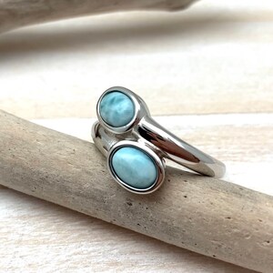 Anillo de Plata Larimar Tamaño 6, 7, 8 / Anillo de Plata Multi Larimar / Anillo Larimar Minimalista / Larimar Natural / Plata de Ley 925